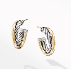 David Yurman Crossover Hoop Earrings With Gold
